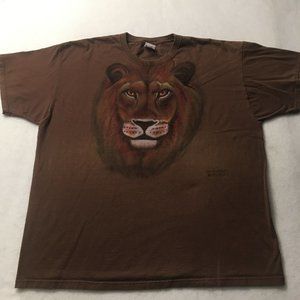 VTG 90’s LION EYE ON SURVIVAL TIGER NATURE wild sunset T-Shirt graphic